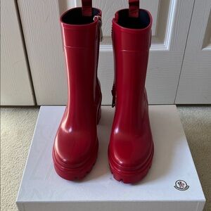 Moncler Bold Red Ankle Boots